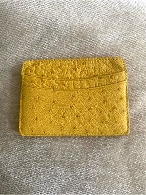 Unisex Yellow Genuine Ostrich Leather 5 Pocket Credit Card Holder USA Made